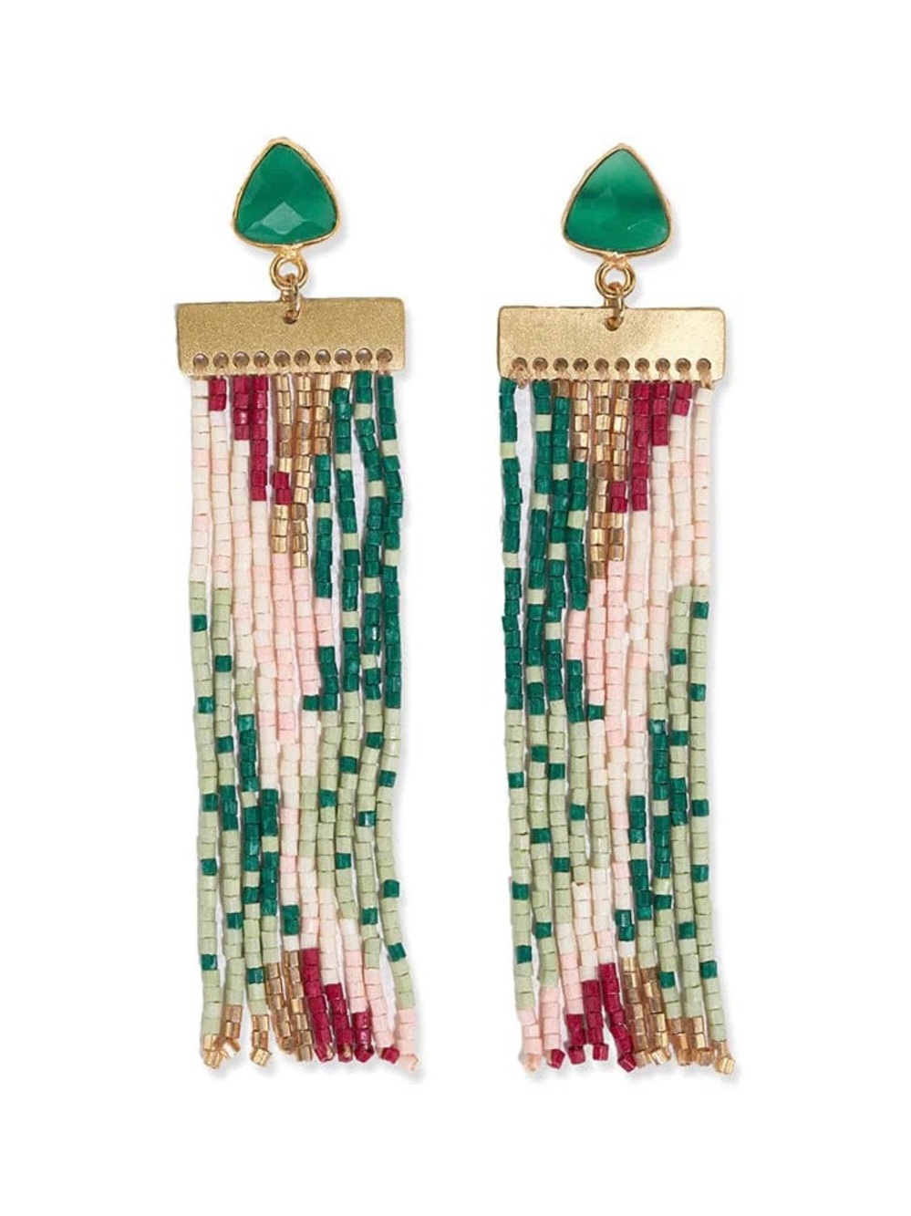 Ink+Alloy Lilah Semi-Precious Stone Post Beaded Fringe Earrings
